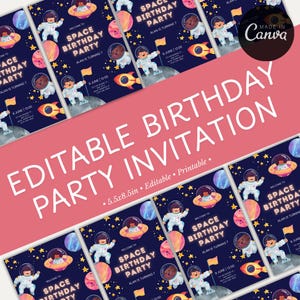 Astronaut Adventure Birthday Party Invitation | Birthday Invitation | Editable Kids Party Invite | Digital Template for Fun Celebrations |