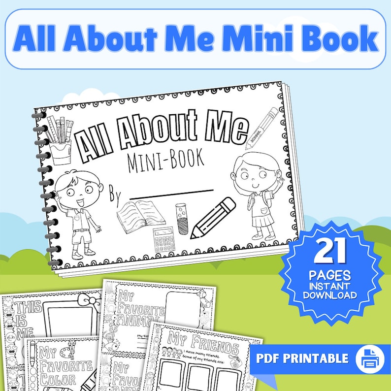 All About Me Printable: Kids Activity Sheets (coloring & Self-discovery ...