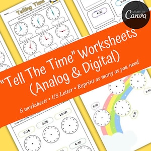 Telling Time | Learning Activities For Kids | First Grade | Homeschool | Teaching Time Activity | Tell The Time | Printable Clock |