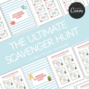 Ultimate Scavenger Hunt | Indoor & Outdoor Fun | Printable Treasure Hunt Clues | Summer Scavenger Hunt | Printable Clues |