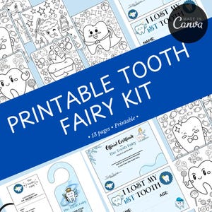 Kit de Hada de los Dientes Azul / Carta Personalizada / Certificado de Diente / Regalos Mágicos / Colección de Dientes Perdidos / Recuerdo Divertido para Niños /