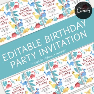 Dinosaurs Birthday Invitation | Birthday Invitation | Editable Kids Party Invite | Digital Template for Fun Celebrations |