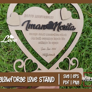Niedliche herzförmige Ausschnitte mit Ständer | Digitaler Download | Glowforge SVG-Datei | Laser-Datei