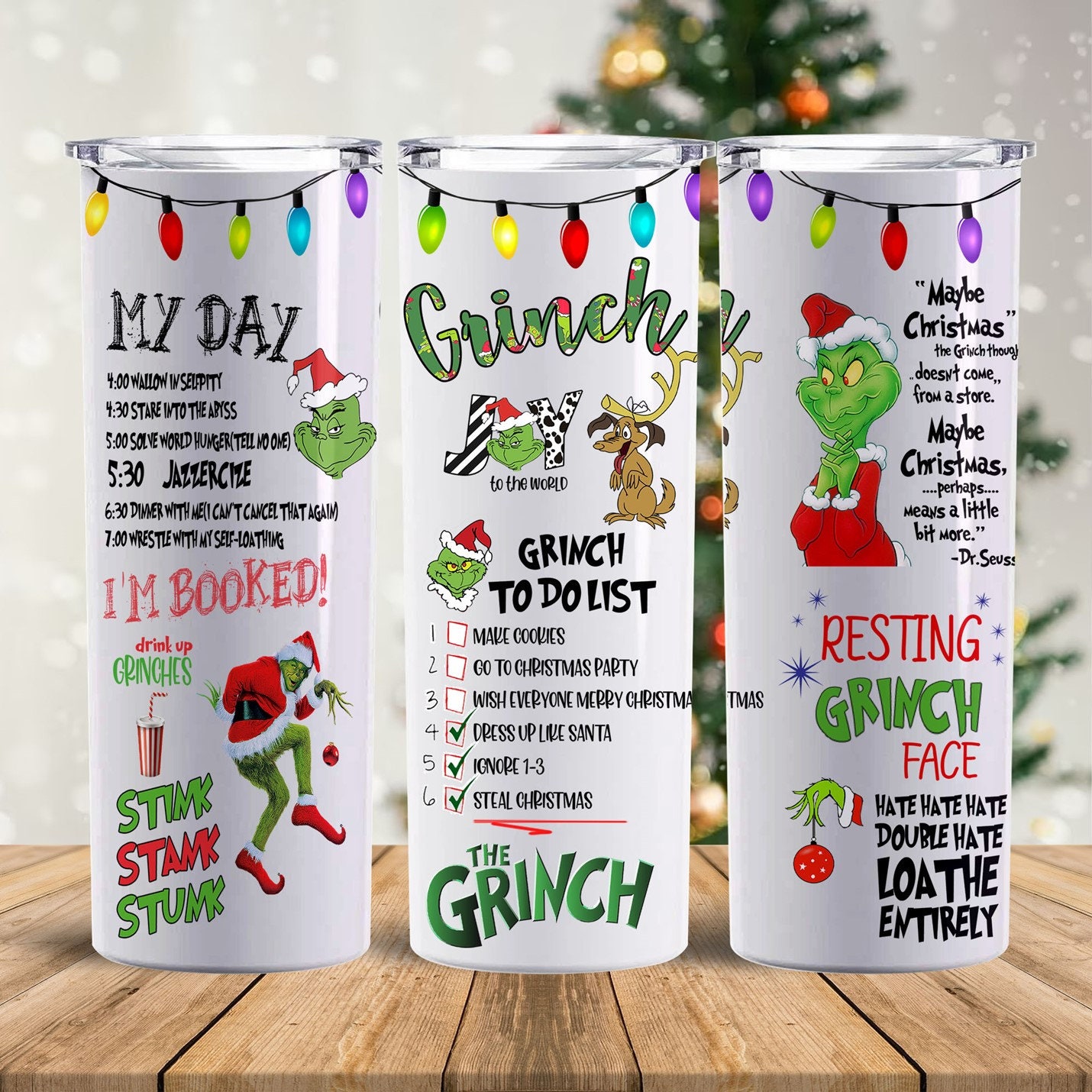 GRINCH AND HIS DOG SKINNY TUMBLER – TOP Engraving