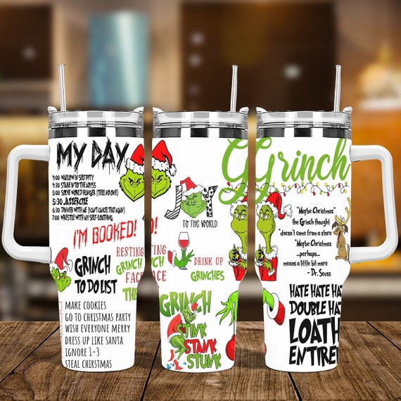 40oz Christmas Grinch Stanley Tumbler With Handle 