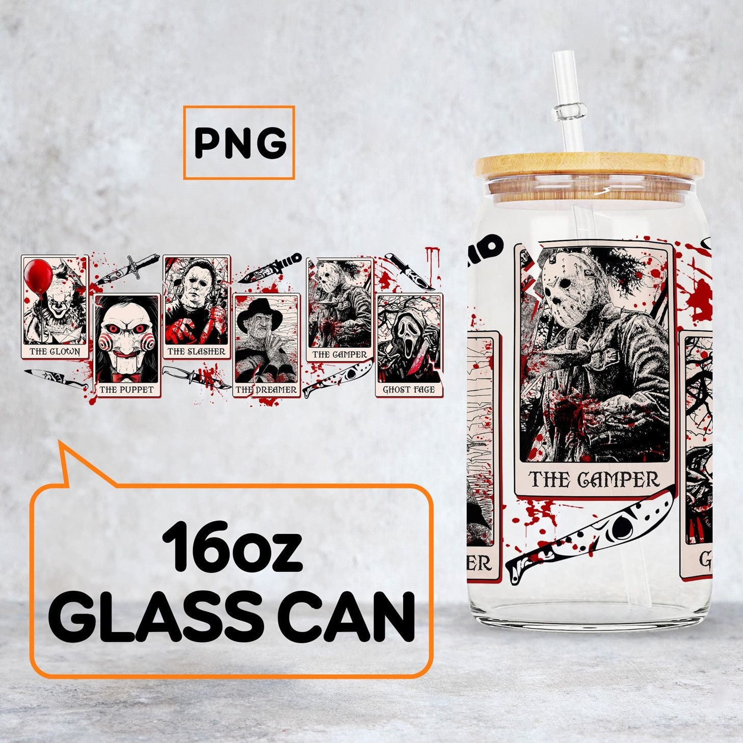 Não Você Pendure Up Horror Filme Faca Adesivos, Cara Assustadora, 16oz  Libbey Óculos Wraps, Garrafas Cup, D3482 - AliExpress