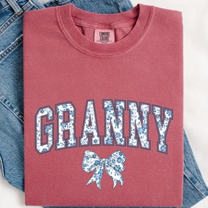 Comfort Colors Granny Shirt: Chinoiserie Floral Bow Coquette Tee