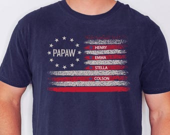 Personalized Papaw Shirt With Kids Names,  Fathers Day Gift,Xmas Papaw Gift Papaw Custom Papaw Gift, Papaw Gift for Kids
