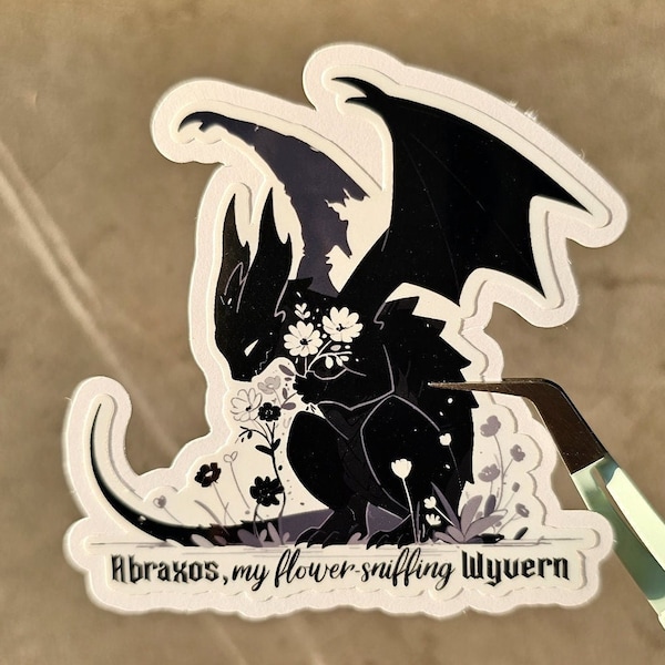 Abraxos Throne Of Glass Sticker | Flower Sniffing Wyvern | Sarah J Maas | Sticker of Hope