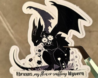 Abraxos Flower Sniffing Wyvern Sticker - Throne of Glass Inspired