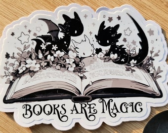 Books Are Magic Dragon Sticker | Book Lover Sticker