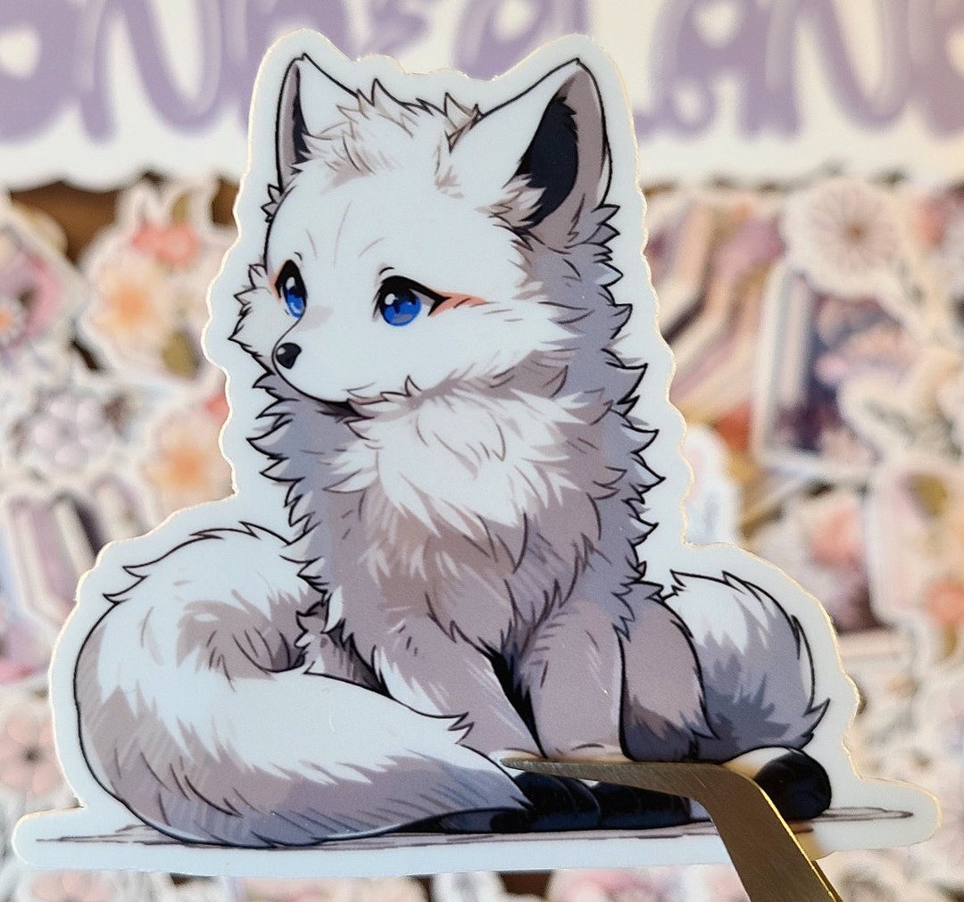 White Arctic Fox Sticker Wildlife Sticker Exotic Animals - Etsy