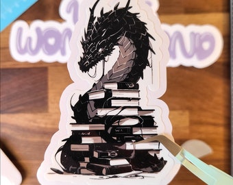 Book Dragon Fantasy Reader Sticker | Book lover sticker