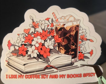 Spicy Reads Coffee Book Sticker | Romantic Smut Sticker Funny
