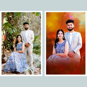 couple digital portrait , Realistic merge of different photos, Add your loved one to photo,  Family portrait from photos, Memorial portrait