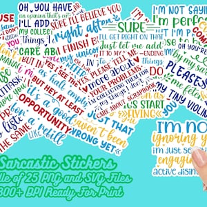 Printable Sarcastic Stickers Bundle, Funny Printable Stickers, Print And Cut Sticker, Sarcastic Stickers PNG, Sarcastic Stickers SVG,