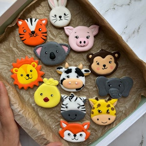 Tiere Zucker Mini Cookies Handmade Party Set süsse Bio-Natur-Zoo-Safari dekorierte königliche Icing-Plätzchen Kinder-Spaß-Kekse-gesunder Snack