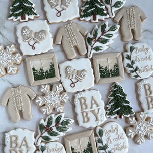 Winter Baby Shower Cookies – Baby It’s Cold Outside Cookies – Holiday Baby Onesie & Tree Sugar Cookies – Baby Shower Favors