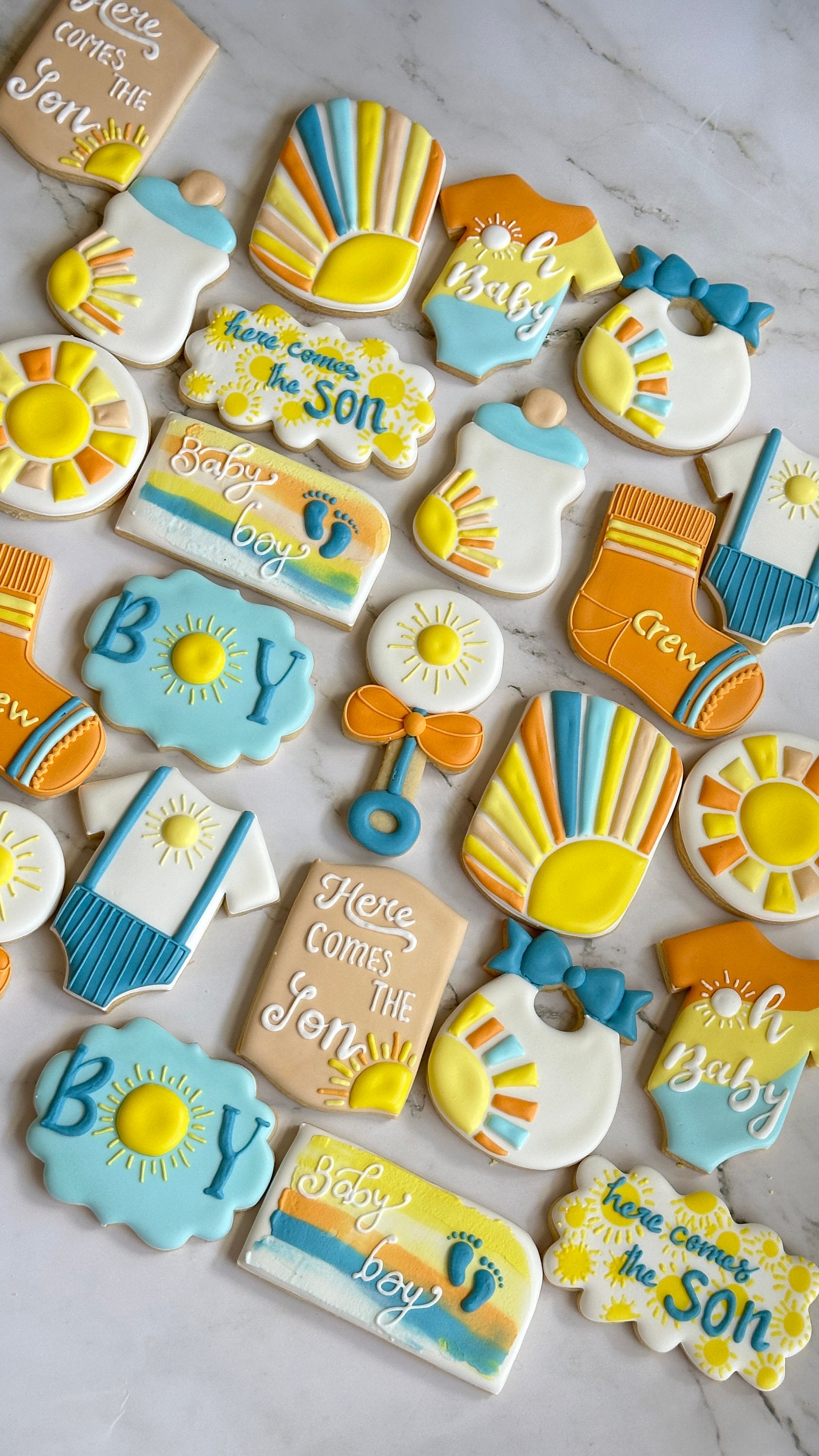 Yellow and White Baby Shower Cookies