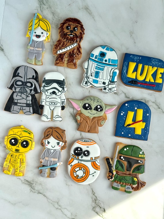 Star Wars Birthday Cookies Customize – Baby Yoda, R2D2, Darth