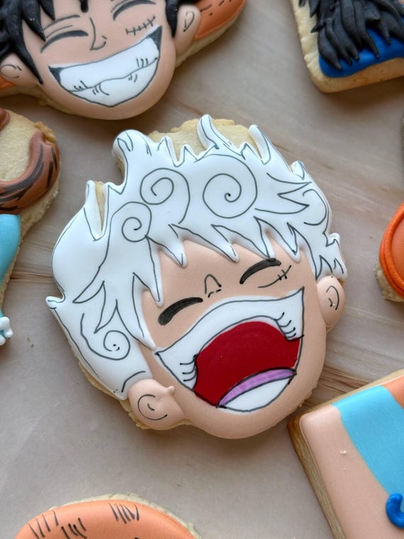 カスタムワンピースクッキー - 名前と年齢入りアニメシュガークッキー