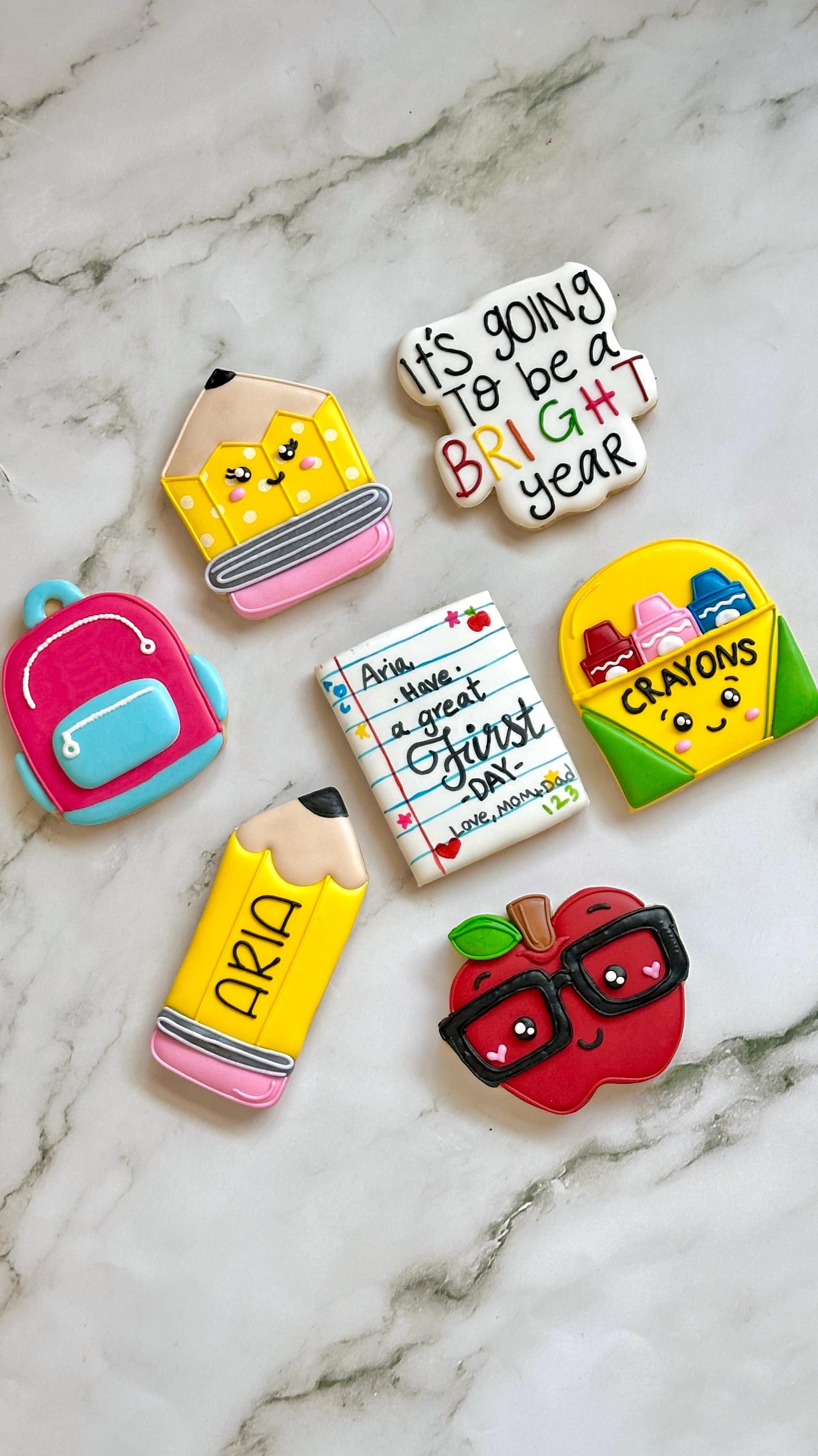 Back to School Cookies Organic Royal Icing Sugar Cookies Cartoon for ...