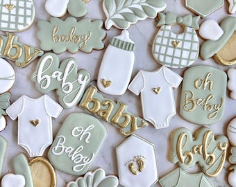 Schattige pastelkleurige lichte babykoekjes Handgemaakte biologische natuurlijke salie Groen Roze douche Neutraal Geboortebedankjes Cadeaus babyshower Royal Reveal