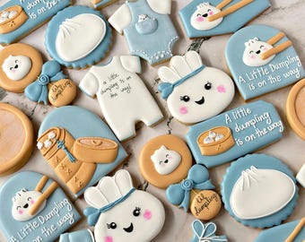 Schattige knoedelkoekjes voor babyshower Handgemaakte biologische natuurlijke bruidsgunsten Cadeausets kraamcadeaus Royal icing Pack Kids Gender Reveal jongen en meisje