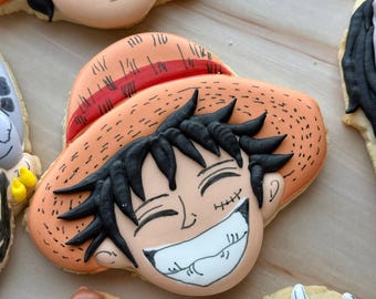 カスタムワンピースクッキー - 名前と年齢入りアニメシュガークッキー