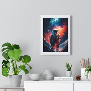astronaut in space canva graphics, Astronaut in psychedelic Space, space wall art wall decor Framed Vertical Poster, Wall Deco boho art
