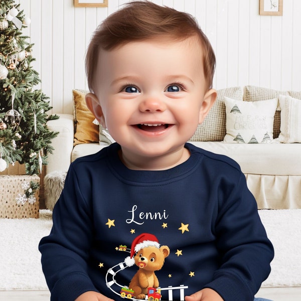 Baby/Toddler Christmas Sweater | Baby Sweatshirt Navy | Personalized | My first Christmas | Teddy sweater | 1-3 years