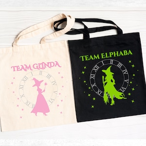 Wicked Inspired Cotton Canvas Tote Bag: Team Elphaba vs Team Glinda