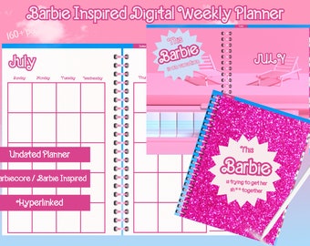 Barbie Inspired Undated DIGITAL Planner, Barbiecore, Weekly Planner, Undated Planner, GoodNotes Planner, Hyperlinked Planner, All Pink