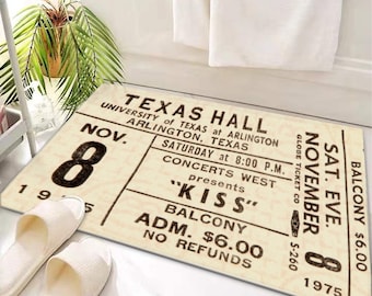 Tapete de porta vintage com ingresso de show do Kiss de 1975