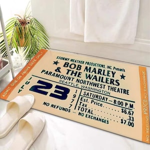 Bob Marley, Vintage Konzertkarte, Fußmatte, Viele weitere Musik-Fußmatten auf www.posterify.eu