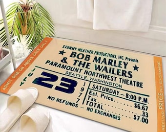 Capacho vintage para entrada de ingressos de shows de Bob Marley