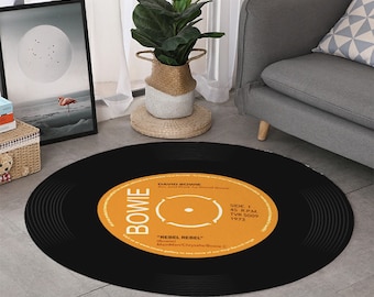 Tapete circular David Bowie 'Rebel Rebel'. Mais tapetes com música em www.posterify.eu