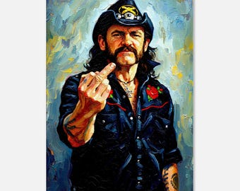 Impressão em tela de Lemmy Kilmister, estilo pintura a óleo da lenda do rock Motörhead, arte de parede musical ousada, presente exclusivo de rock and roll para fãs de metal