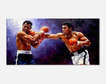 Muhammad Ali vs Ken Norton 1973, Impressão em tela estilo pintura a óleo