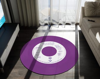 Tapete circular Prince Purple Rain, decoração musical divertida
