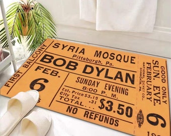 Tapete de porta com estampa de ingresso de show do Bob Dylan: Tapete de poliéster antiderrapante