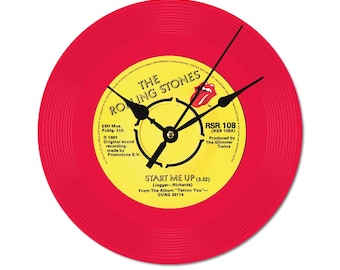 Relógio, Rolling Stones, Start Me Up, Disco de Vinil, Madeira, Mais em www.posterify.eu