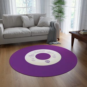 Prince, Purple Rain Single Vinyl Record as a Round 152cm Living Room Rug (Can also be used as sound Damper on wall)