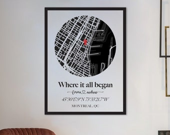 Custom Map Print | Where We Met, Couple Gift (Digital File)