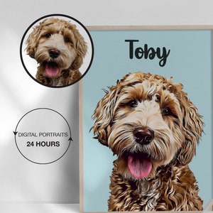Posters personnalisés de caricatures d'animaux de compagnie, cadeau pour les amoureux des animaux de compagnie, cadeau pour elle - poster personnalisé de portraits d'animaux de compagnie - dessin animé personnalisé TÉLÉCHARGEMENT NUMÉRIQUE #156