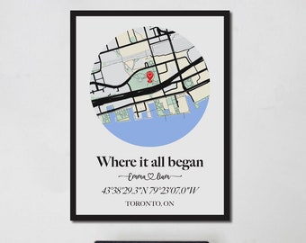 Custom Coordinates Map Print | Anniversary, Wedding, Valentine Gift (Digital or Print)