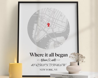 Personalized Map Print: Custom Location Anniversary Gift (Digital or Print)