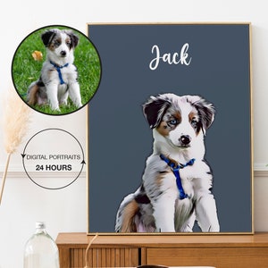 Custom dog and cat Pet Portrait | Personalized pet vector | Cartoon Pet Portrait | Pet drawing, Special Gift, Pet Lover DIGITAL ART #156