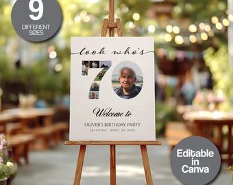 Custom 70th Birthday Photo Collage Poster: Editable Canva Template (Digital Download)