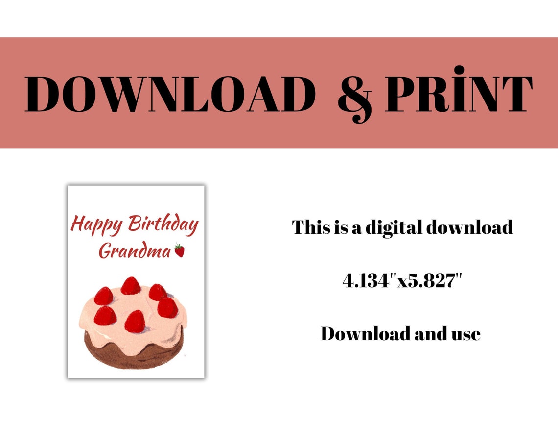 Printable Birthday Card for Grandma Happy Birthday Grandma - Etsy